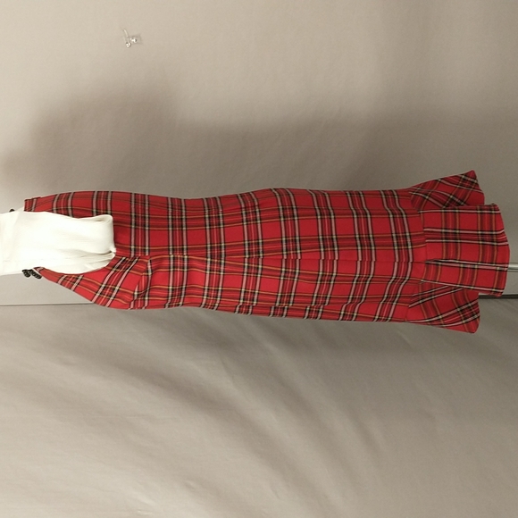 Red Plaid Jumper Ruffle Hem NWT Talbots mrk2P fit4 see Measurements Midi Stewart - Picture 4 of 11